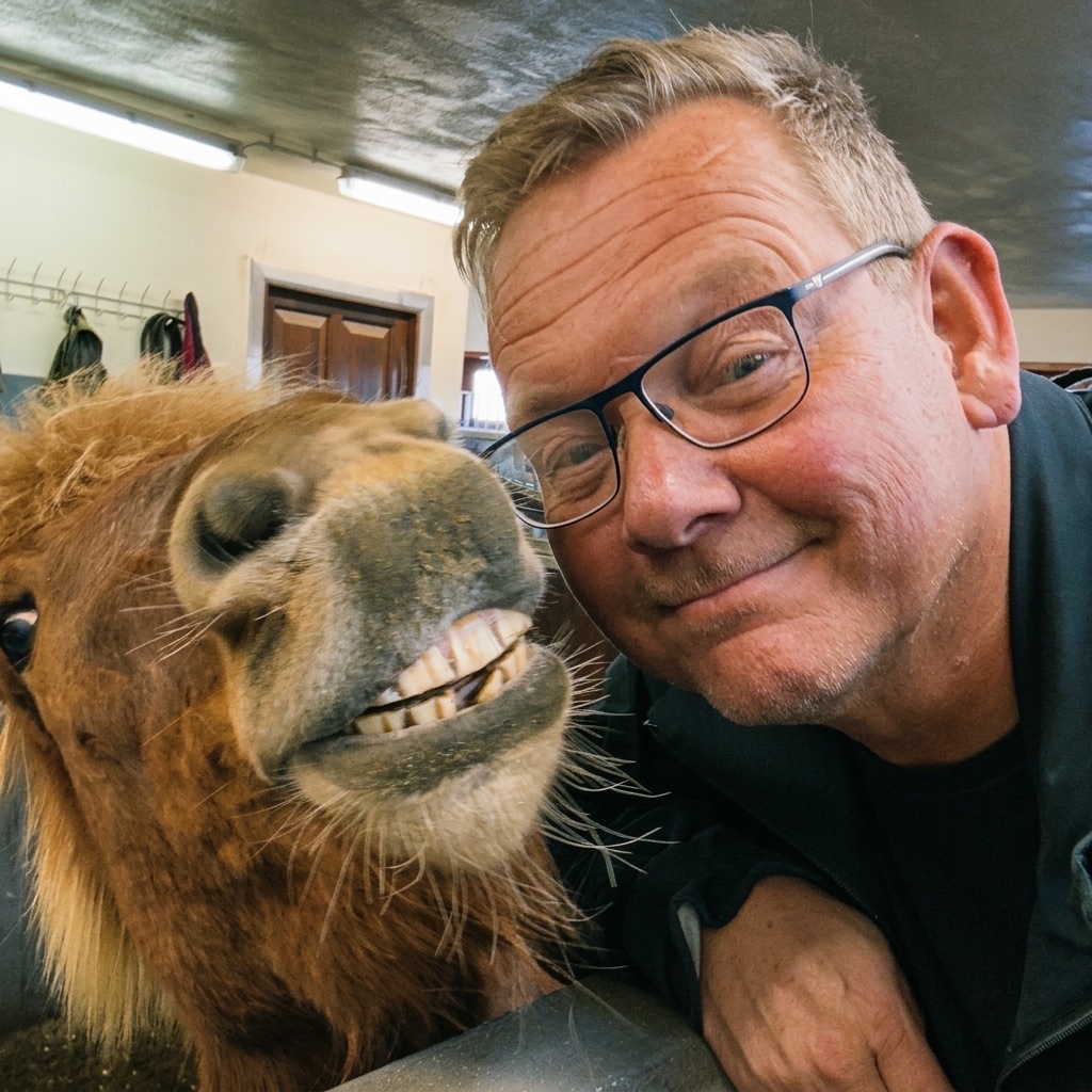 Ólafur ‘Óli’ Kristjánsson with a horse